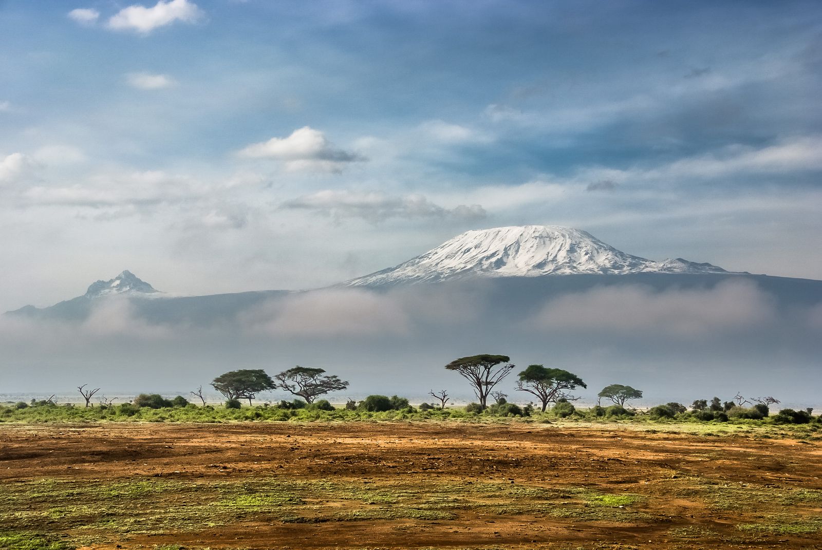 Snow-capped Mount Kilimanjaro above the plains